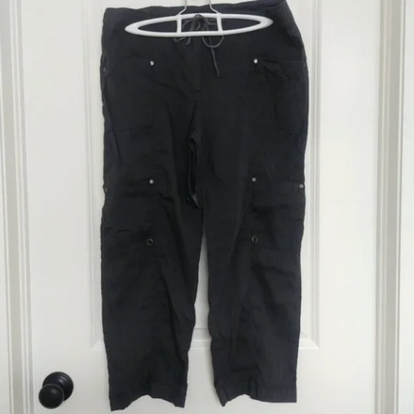 Eileen Fisher linen blend grey cropped cargo pants capris size Small - Picture 1 of 11